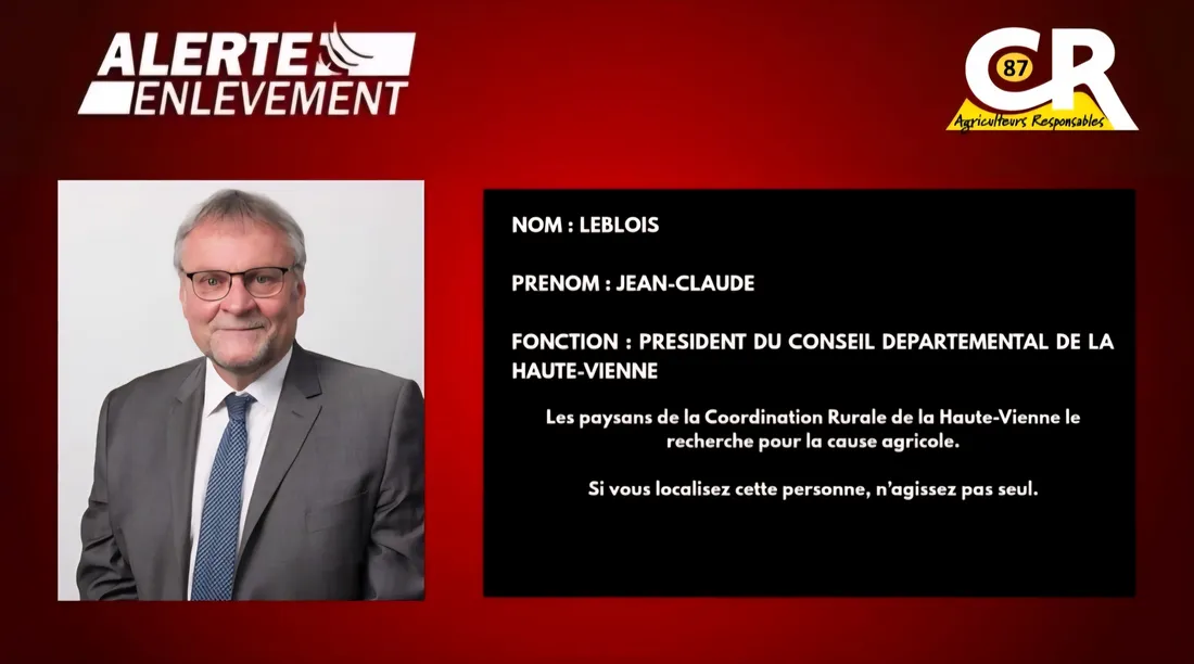 La fausse alerte enlèvement lancée par la Coordination Rurale sur les réseaux sociaux