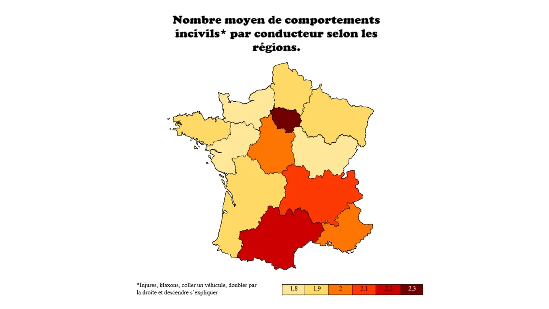 Les régions avec le plus d'incivilités sur les routes