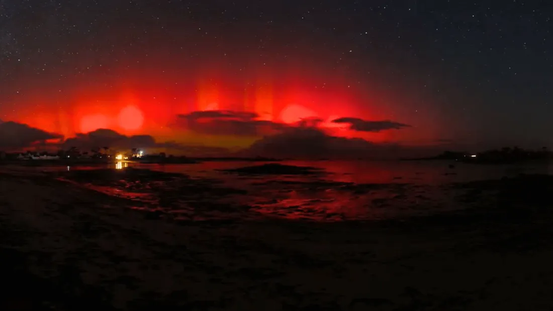 Aurore boréale observée à Plounéour-Brignogan-plages, en Bretagne, lundi 20 janvier à 21h30.
