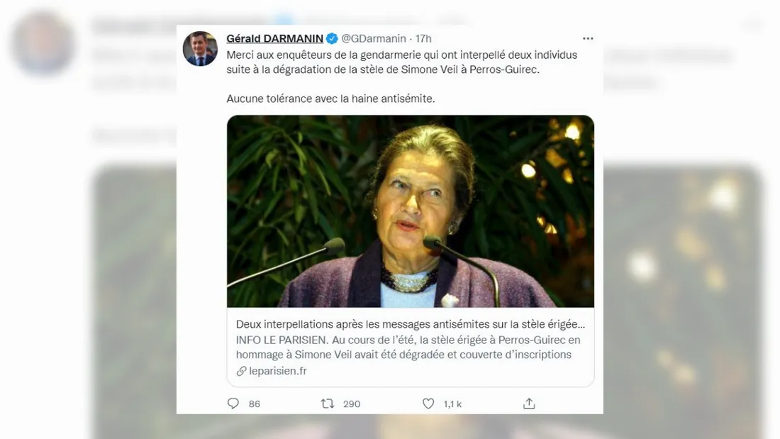 Gérald Darmanin a annoncé hier sur son compte Twitter l'arrestation de deux hommes.