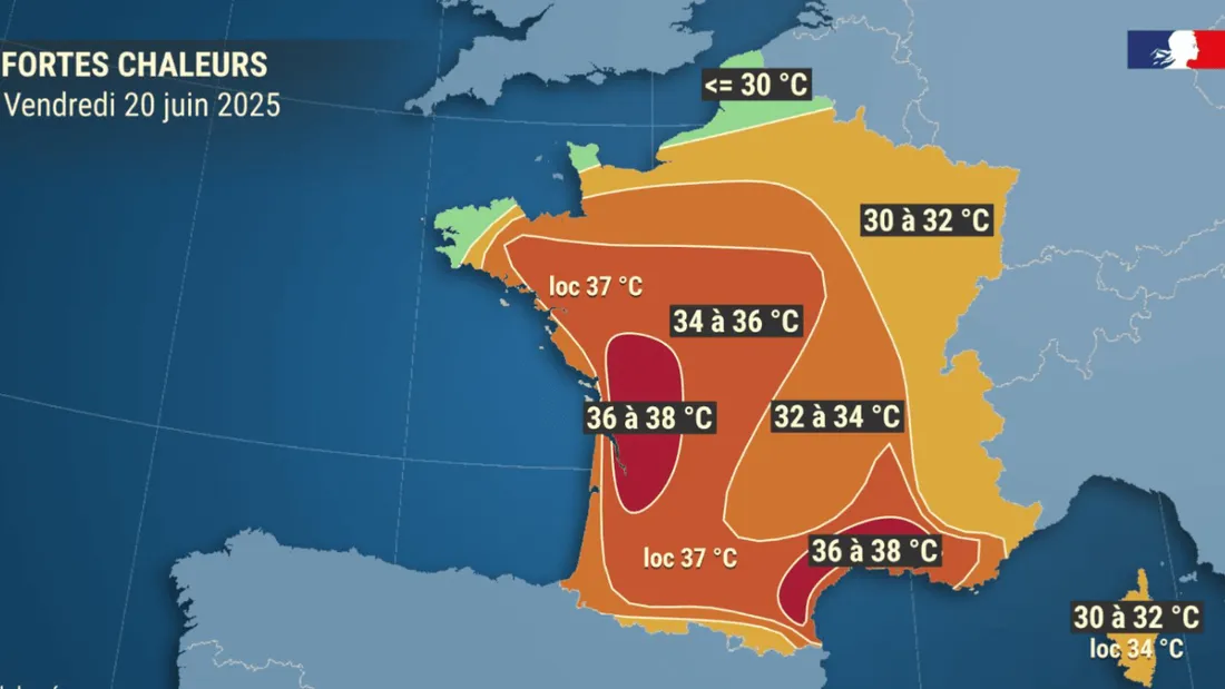 Carte météo canicule