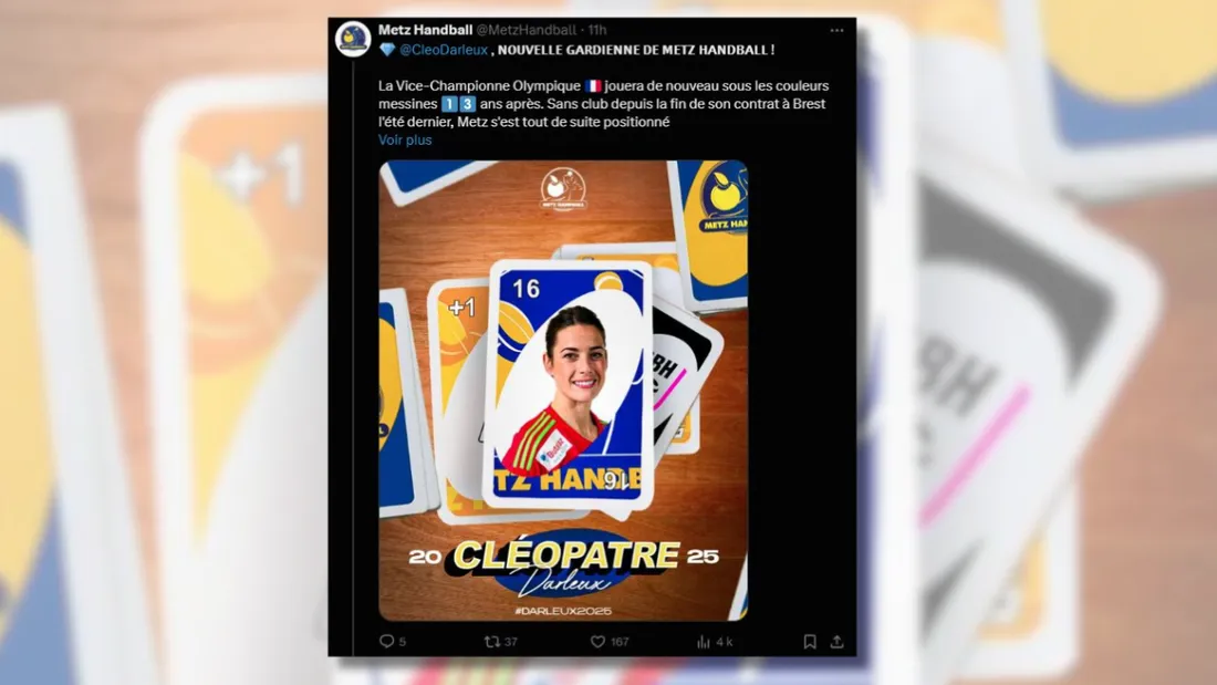 Cléopatre Darleux a annoncé ce dimanche son départ pour Metz.