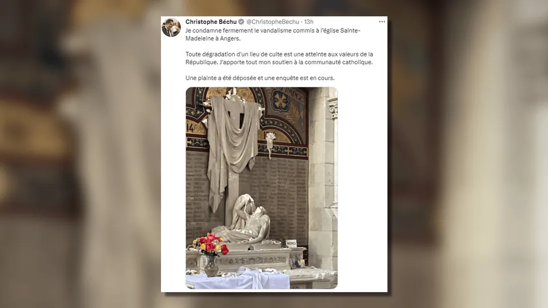 Angers : enquête ouverte après des dégradations dans l'église Sainte-Madeleine