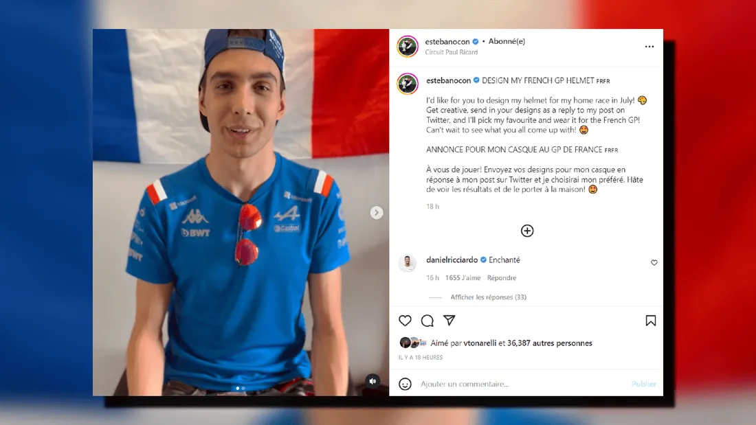 Esteban Ocon sollicite ses fans pour designer son casque du Grand Prix de France