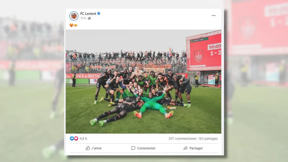 Lorient a remporté le derby contre Brest et accède à la deuxième place de Ligue 1 derrière le PSG.