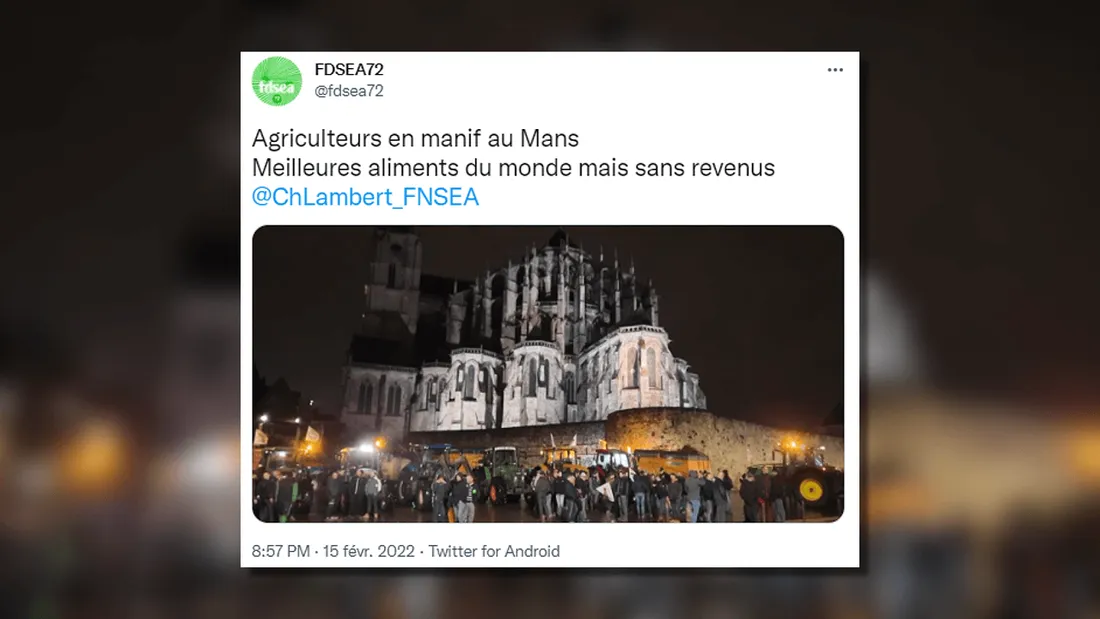 Manifestation d'agriculteurs au Mans pour réclamer de meilleurs prix