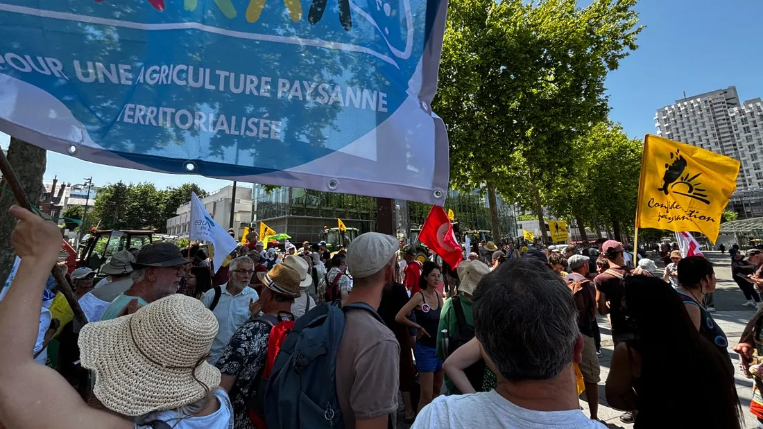 Le cortège s’est déplacé entre l’esplanade Charles de Gaulle et la place de la République à Rennes.
