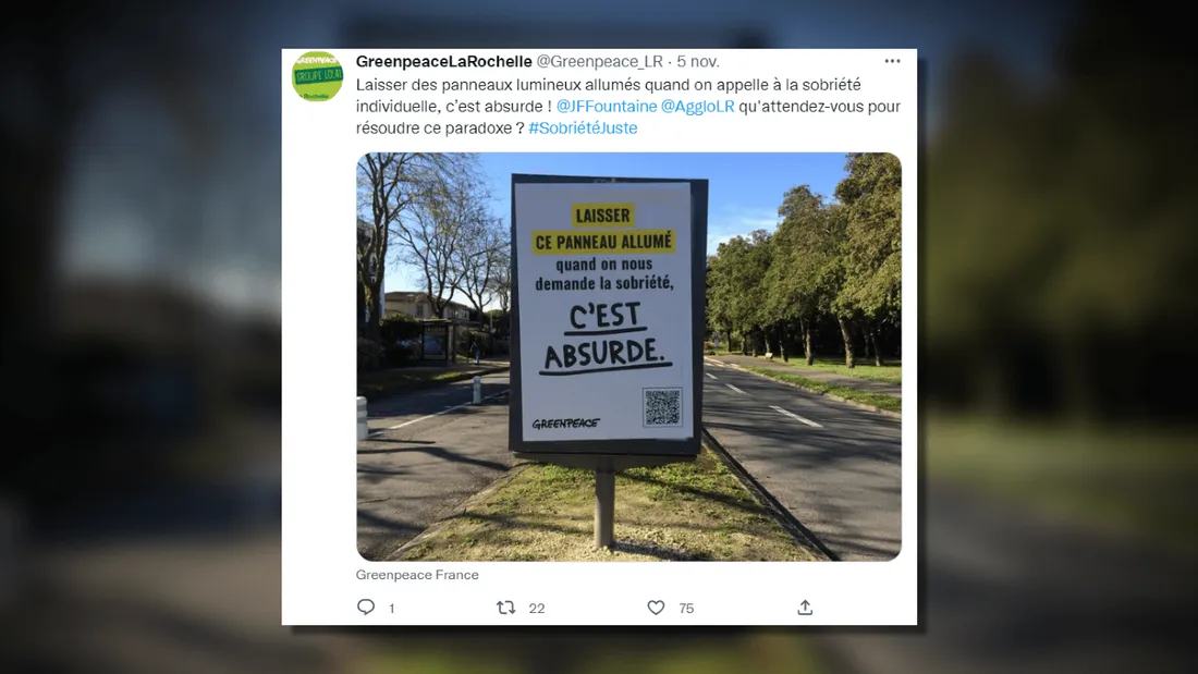 Greenpeace : des panneaux lumineux recouverts d’affiches dans l’Ouest 