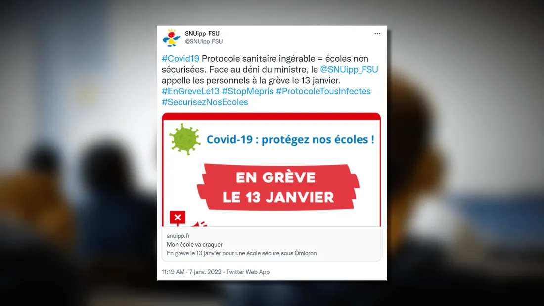 Covid-19 : appel à la grève nationale dans les écoles le 13 janvier