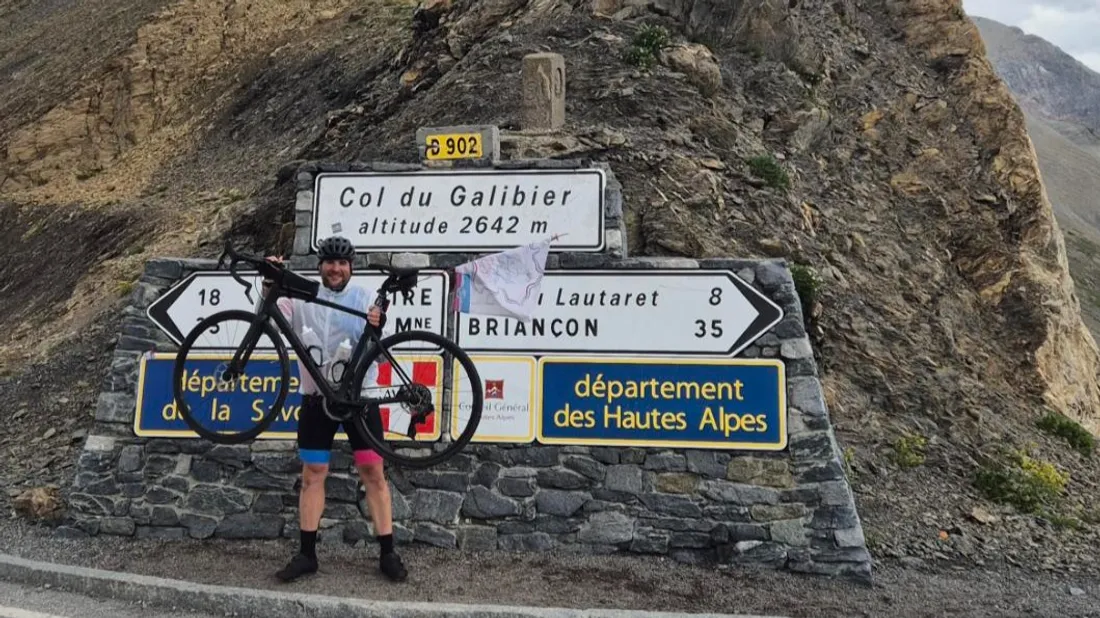 François Bouteille, en haut du col du Galibier.