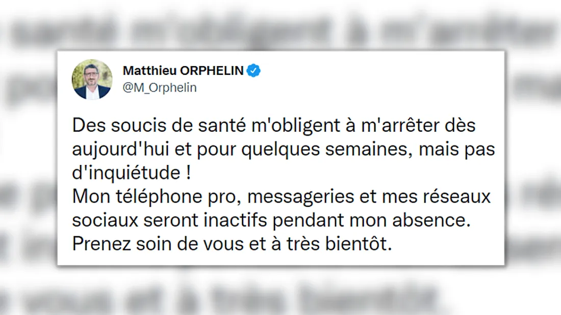 Matthieu Orphelin se retire la vie publique quelques semaines pour des soucis de santé