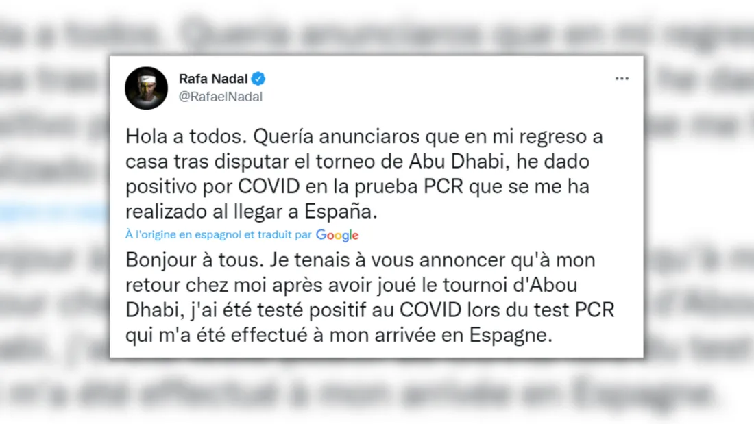 Rafael Nadal testé positif au Covid-19