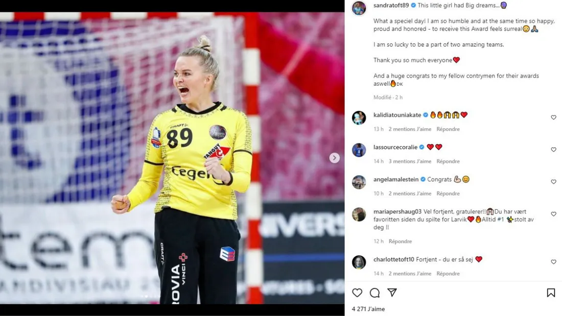 Sandra Toft évolue depuis 2019 au Brest Bretagne Handball.