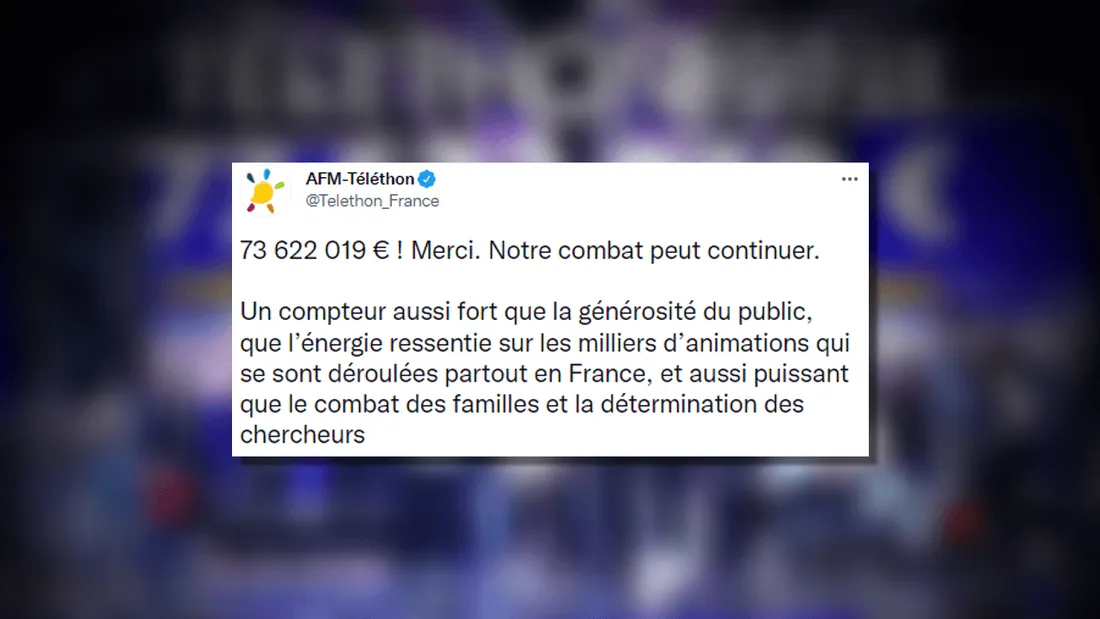Téléthon : près de 74 millions d'euros de promesses de dons