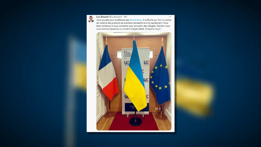 Tweet de Luc Bouard en soutien au peuple ukrainien