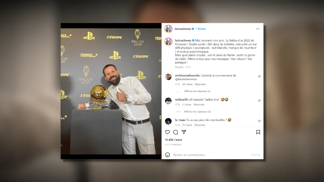 Ballon d’Or : un youtubeur s’incruste à la cérémonie en se cachant aux toilettes pendant 26 heures