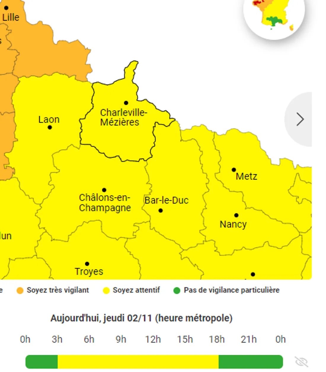 Capture d'écran Météo France