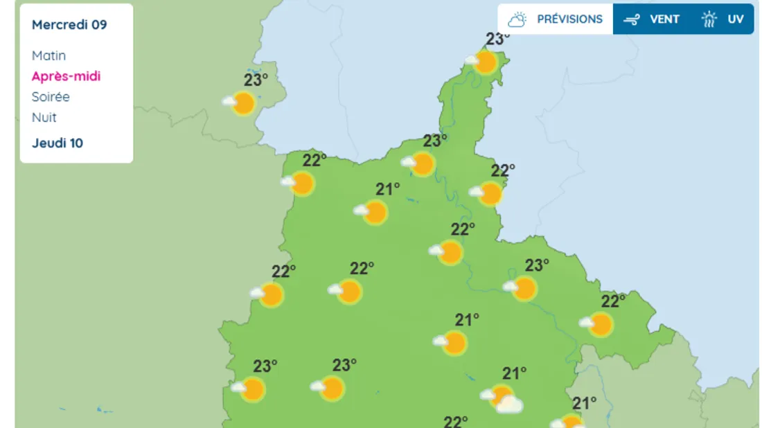 Capture d'écran Météo France