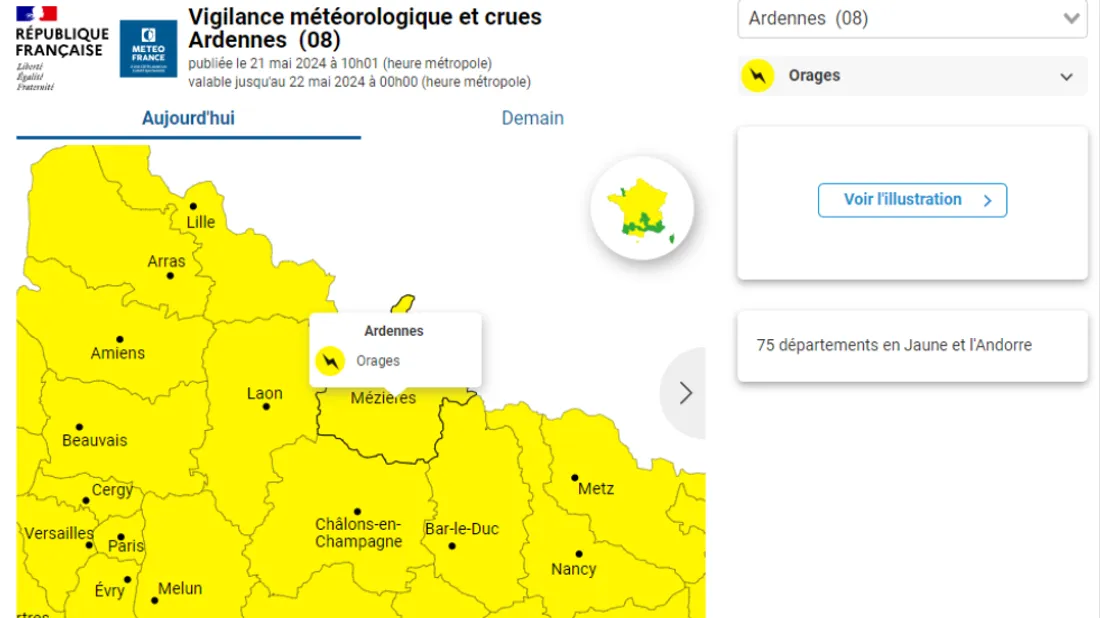 Capture d'écran Météo France
