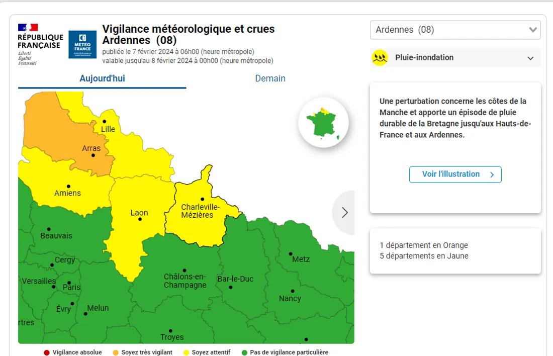 Capture d'écran Météo France