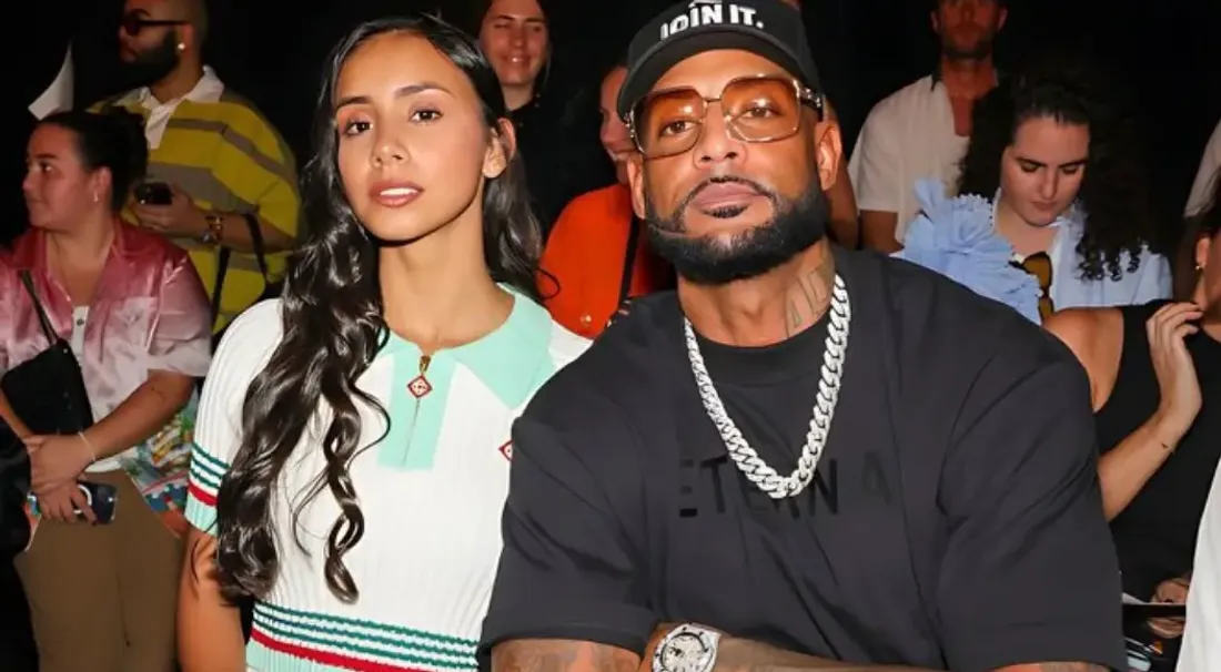 Booba accompagné d'une mannequin colombienne pour la Fashion Week de Paris