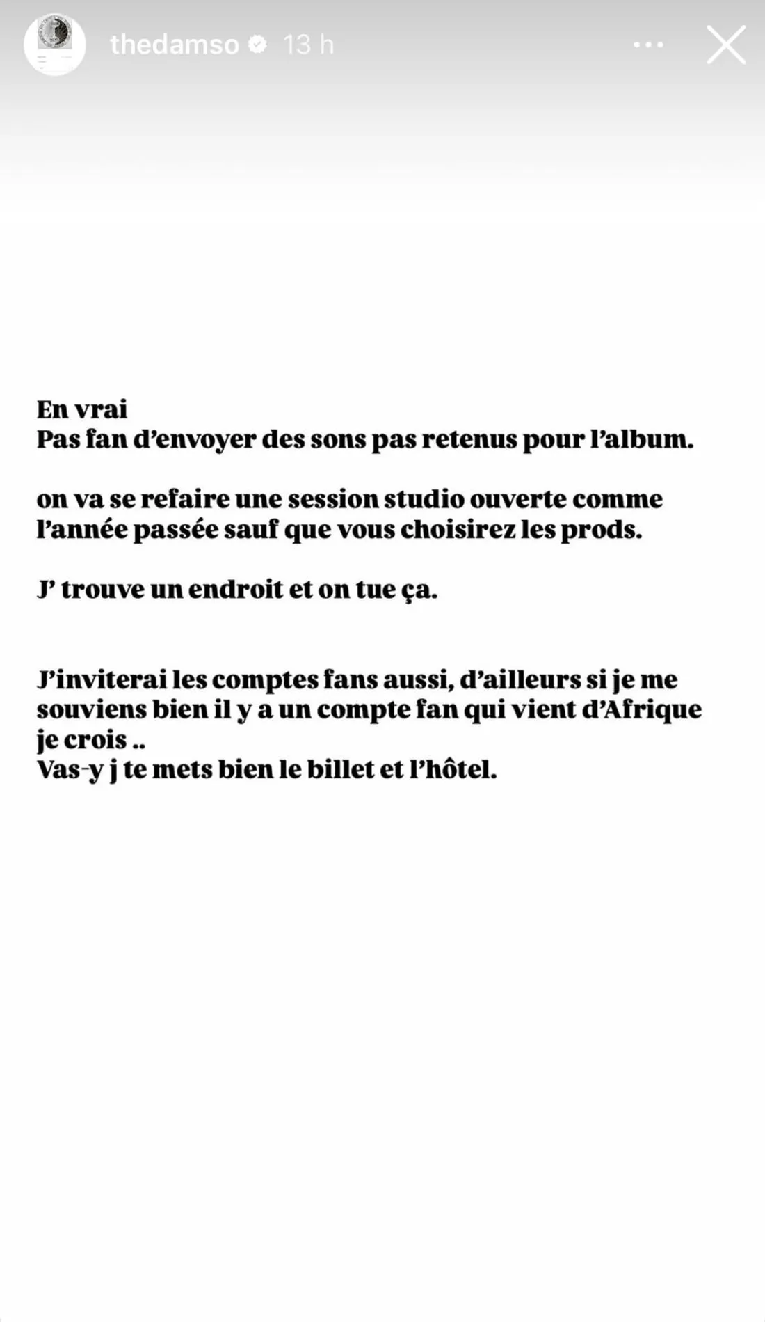 Damso implique ses fans dans une session studio pour son prochain album 