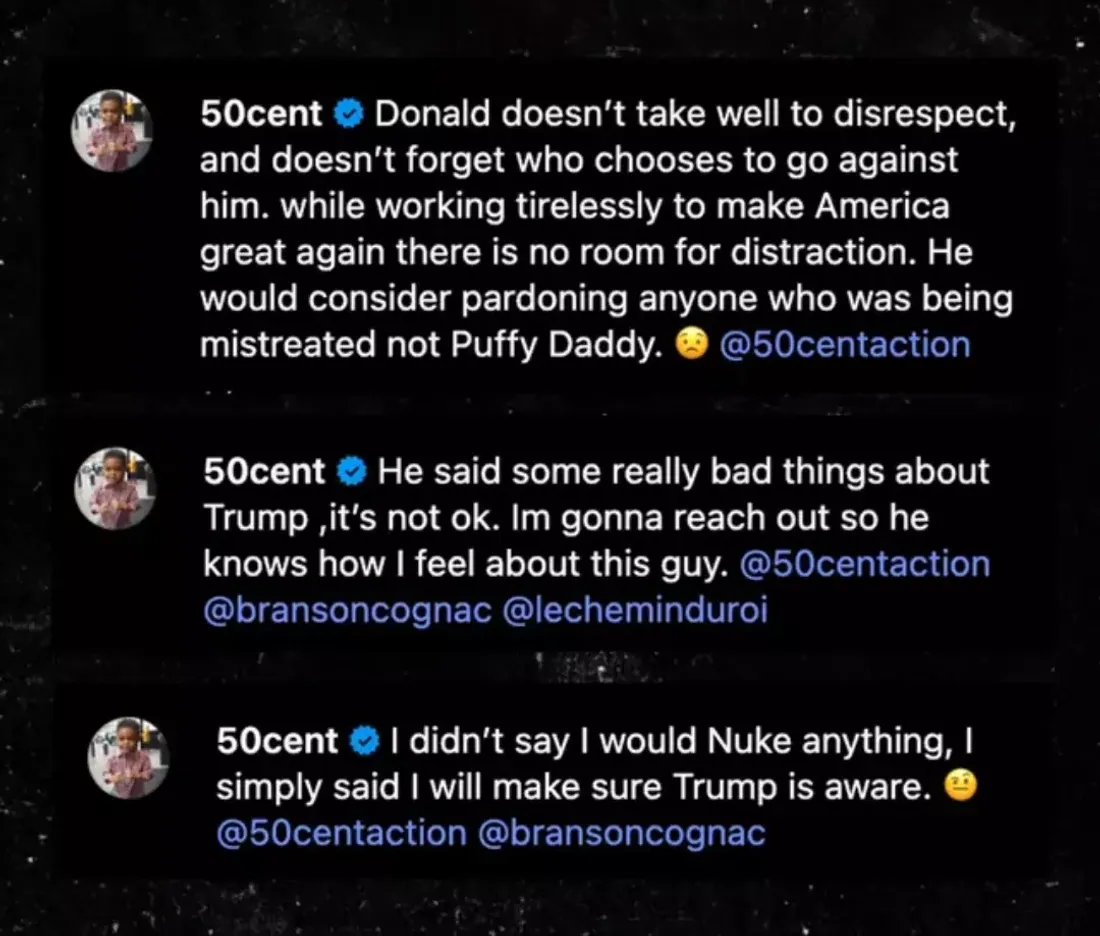 50 Cent en discussion avec Trump au sujet d'un Pardon à Diddy