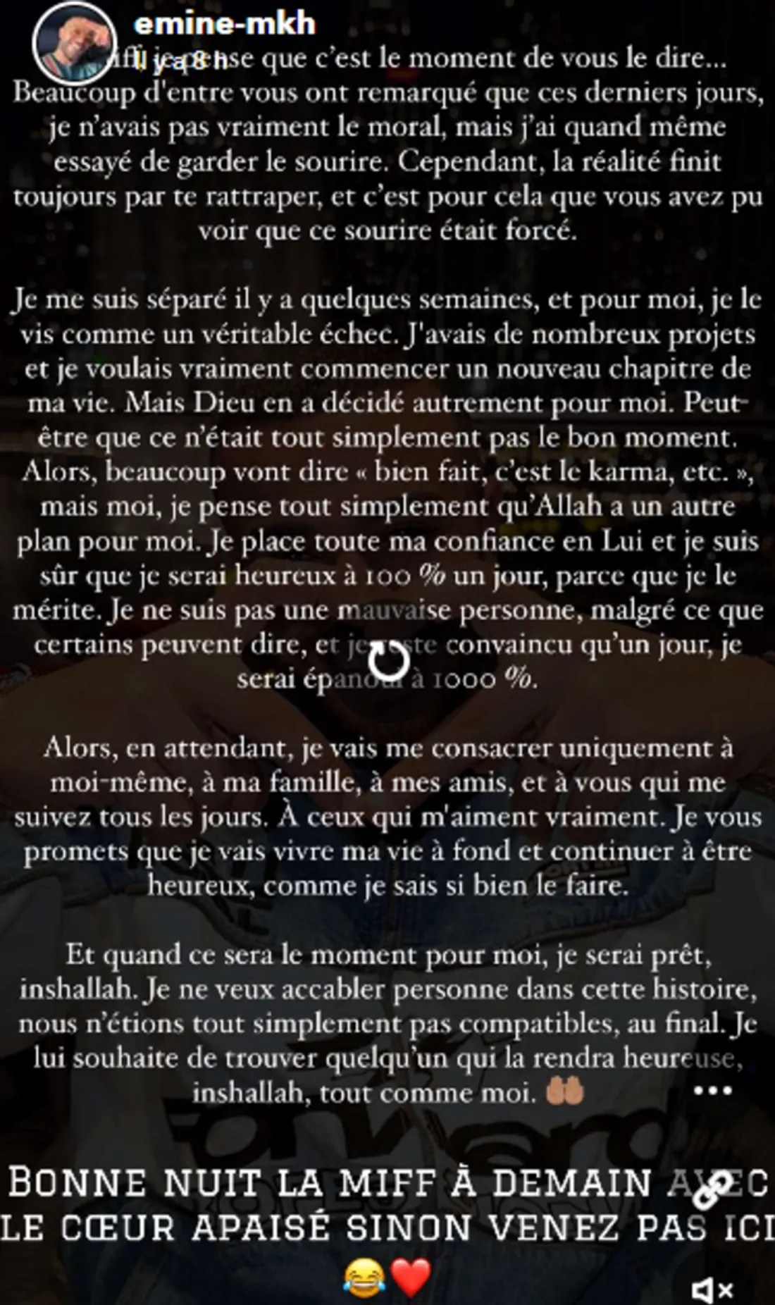 Emine, l'ex de Maissane officialise son divorce et partage sa tristesse 