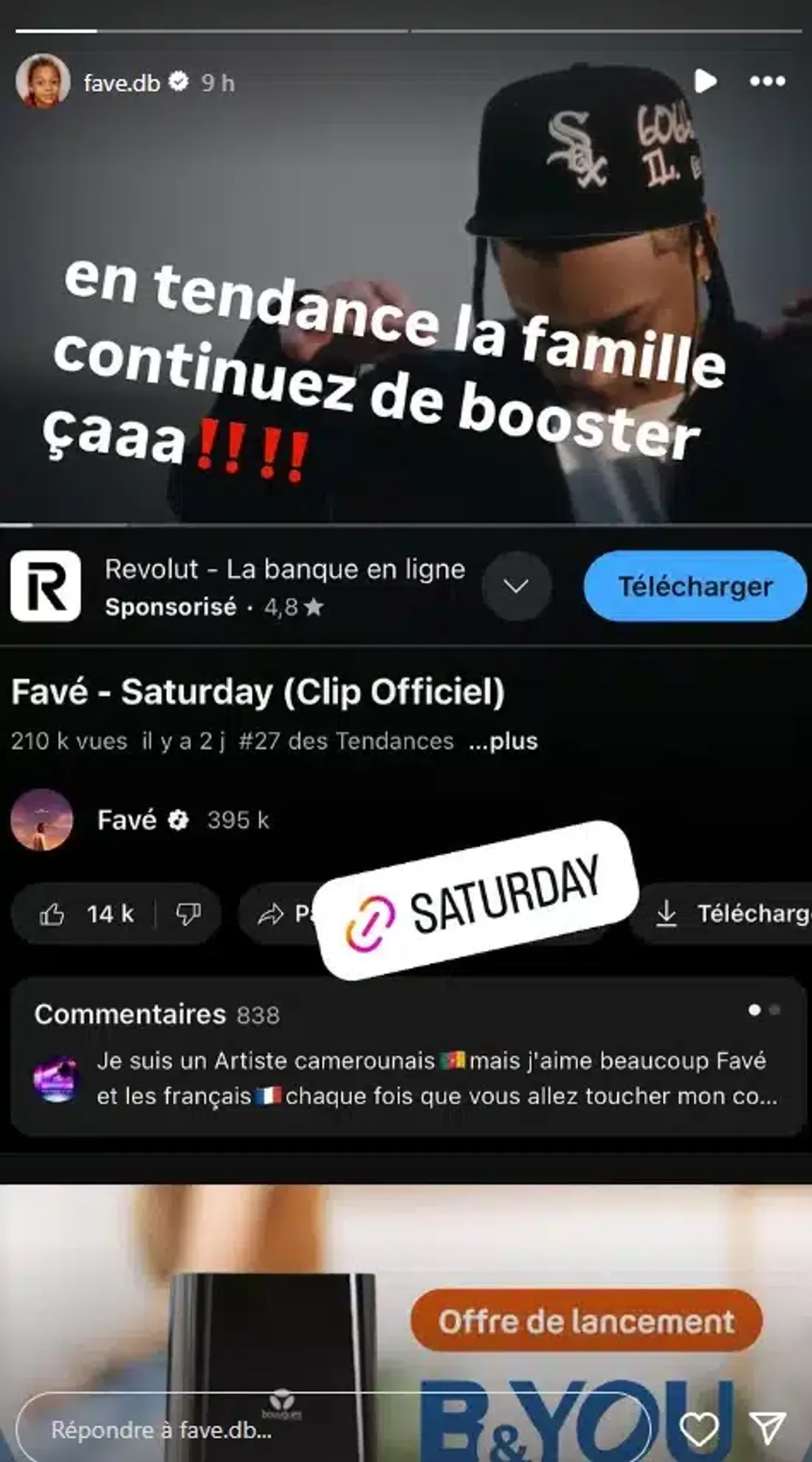 Les stories du rappeur Favé après la diffusion de sa vidéo d'agression