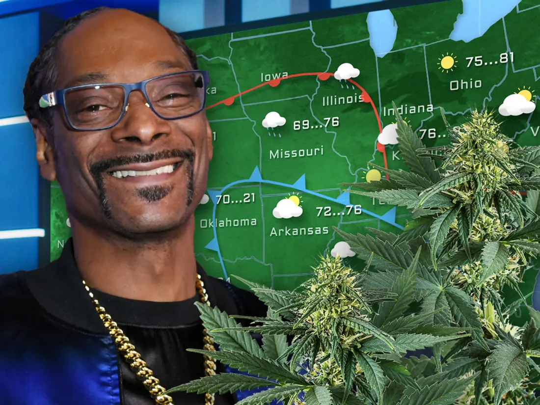 Snoop Dogg présente une météo décalée sur le thème de la marijuana dans l'émission 'TODAY'.