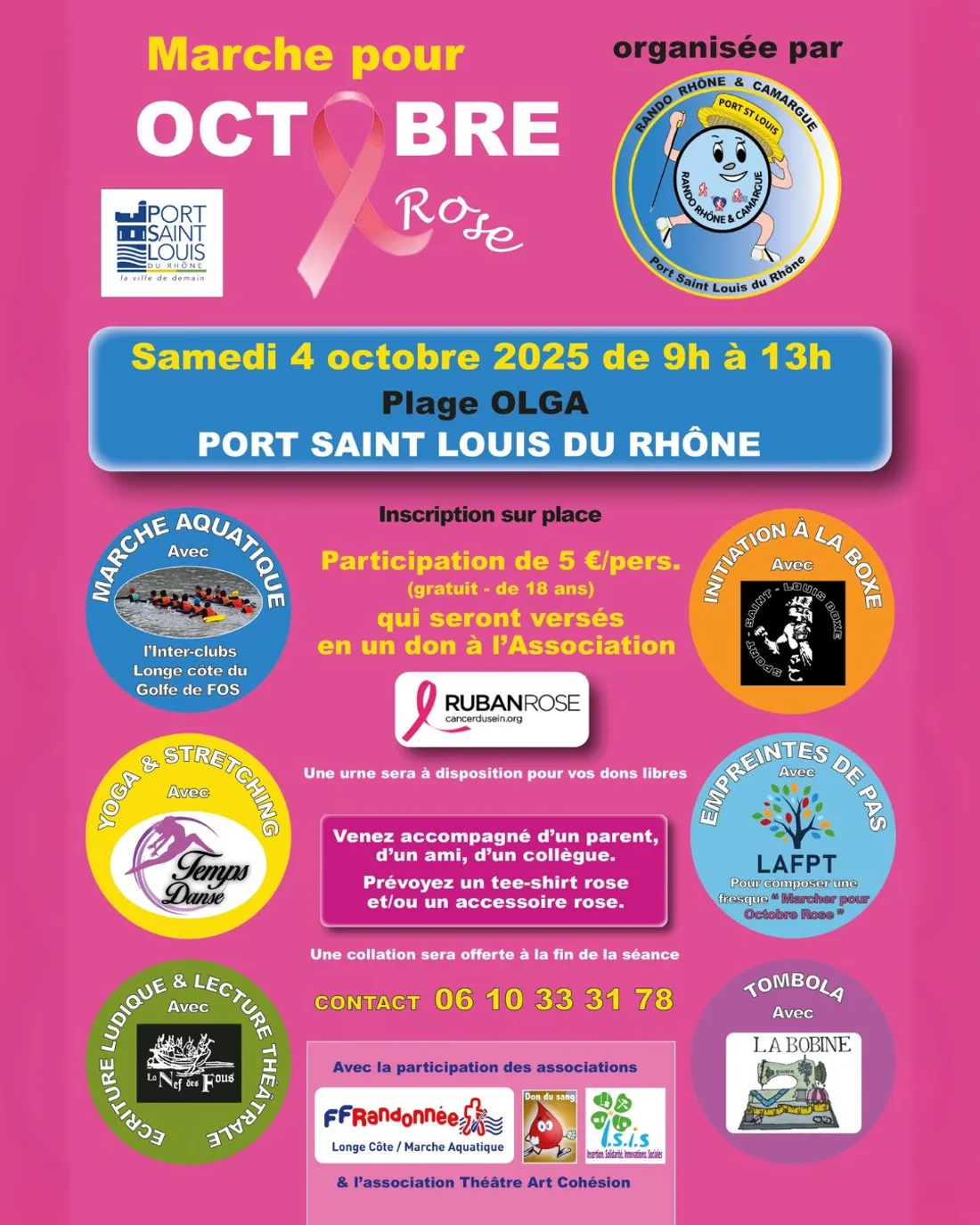 Rando Rhône Camargue à Port Saint Louis : une marche aquatique solidaire pour Octobre Rose