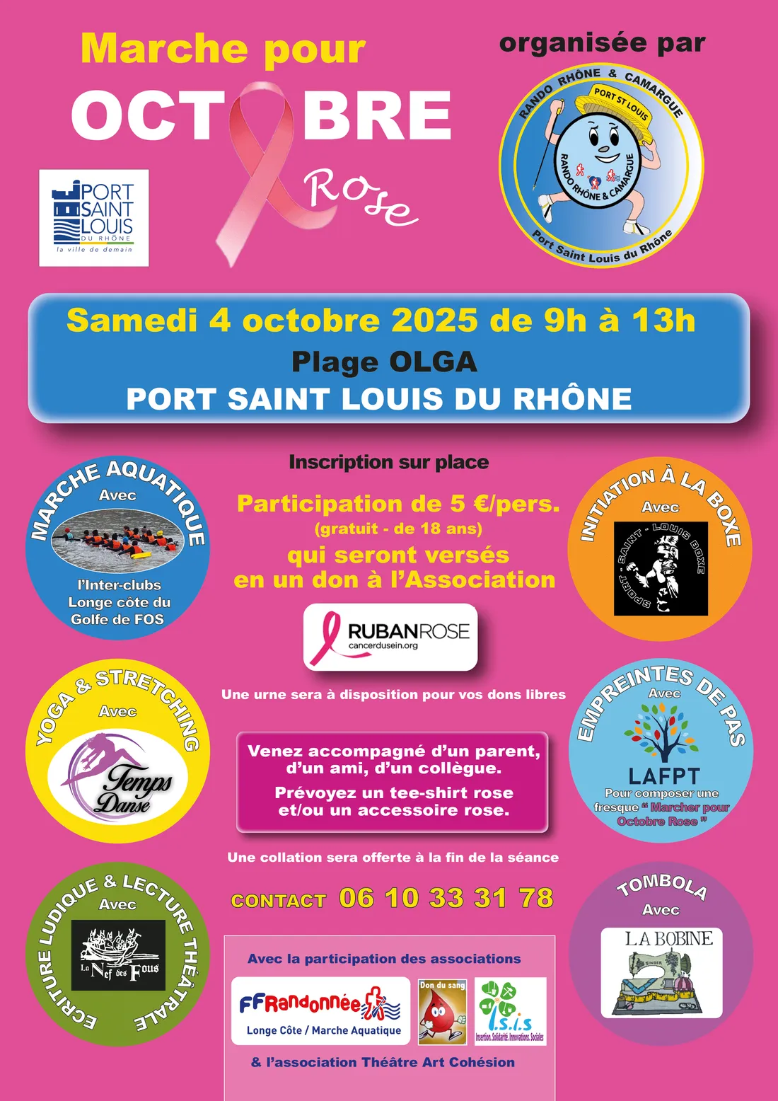 Rando Rhône Camargue – Port Saint Louis : une marche aquatique solidaire pour Octobre Rose