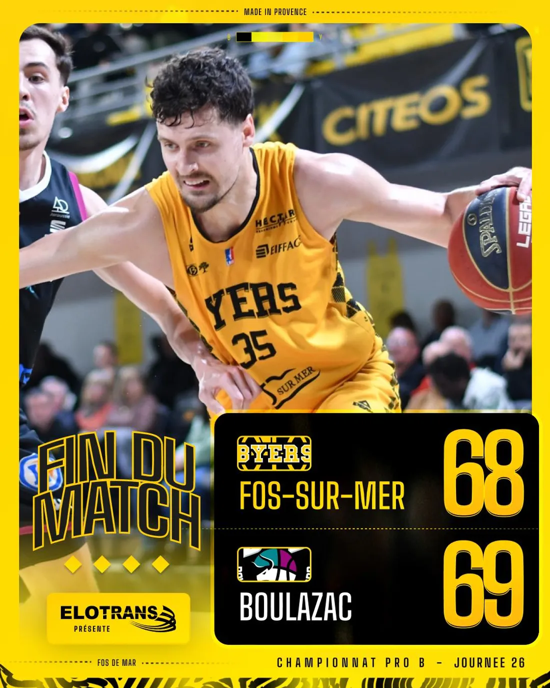 [ SPORT - BASKETBALL ] ProB: Défaite frustrante pour le Fos Provence Basket