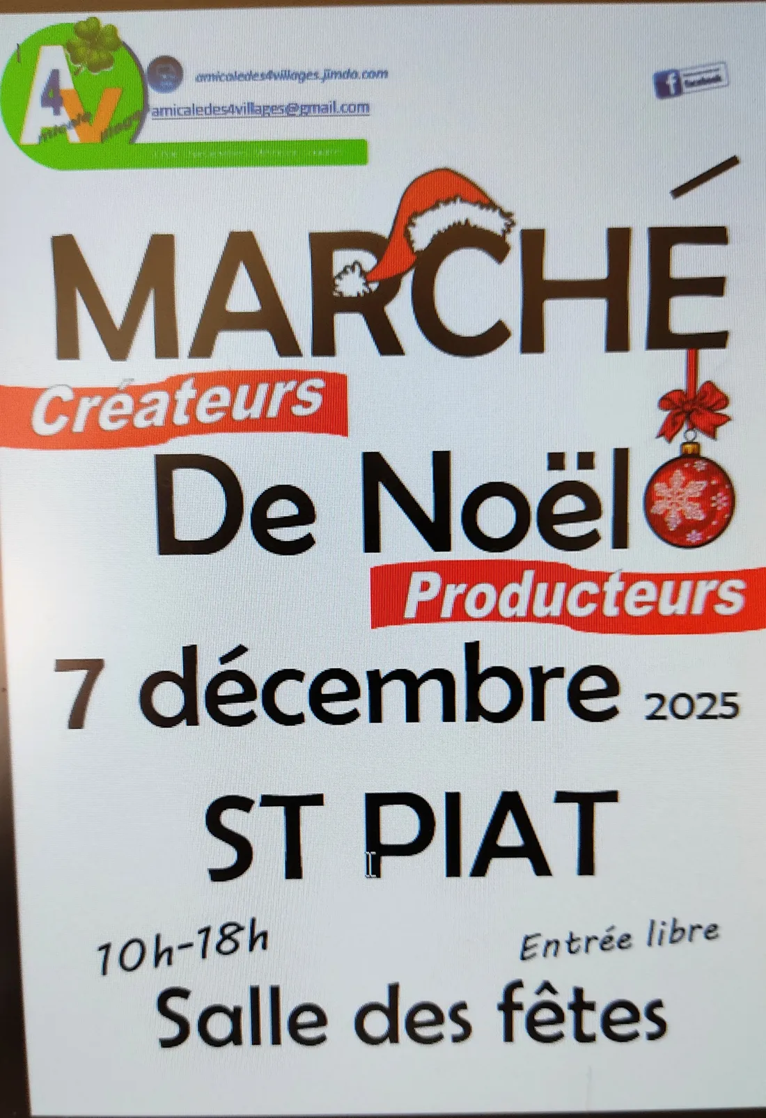 SAINT-PIAT - Marché de Noël de l'Amicale des 4 Villages