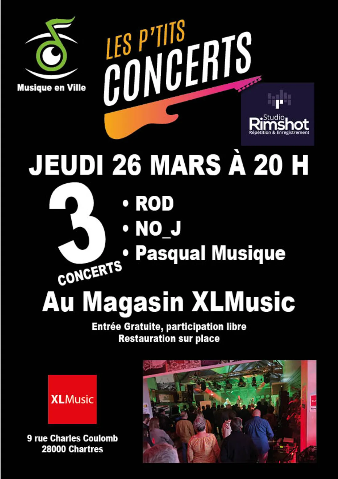 CHARTRES - Les P'tits concerts : Rod / No J / Pasqual Musique