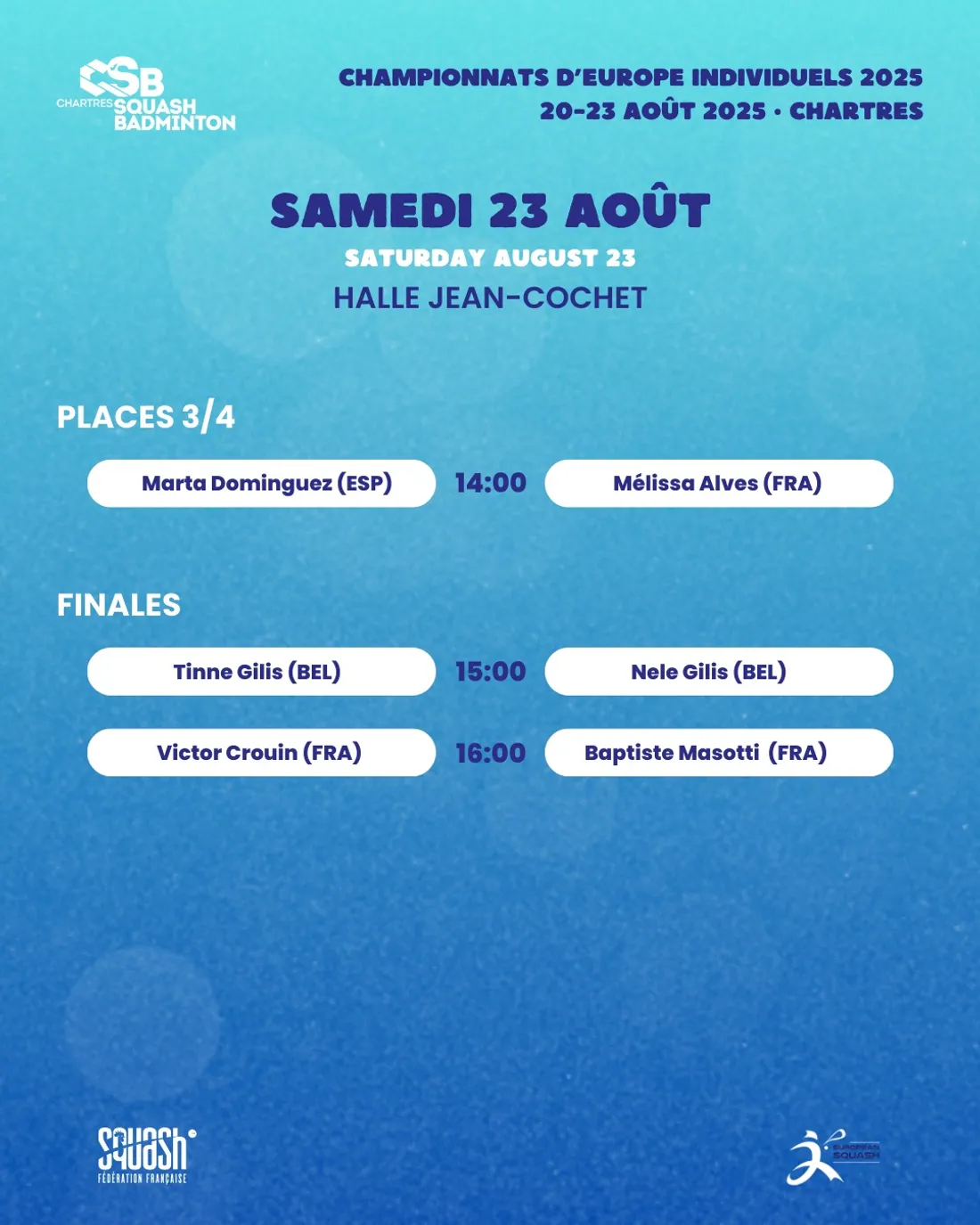 Championnats d'Europe de squash à Chartres