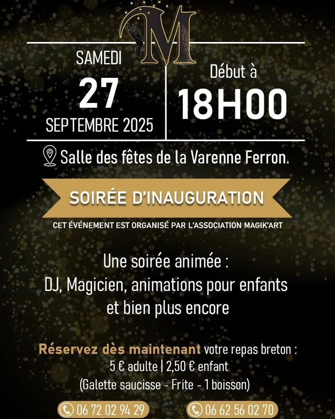 L'affiche de la soirée d'inauguration de « Magik'Art » samedi 27 septembre 2025