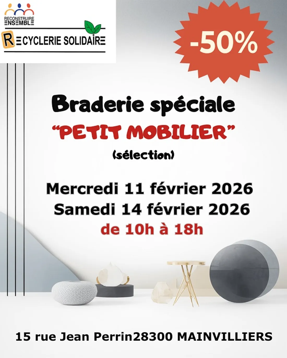 MAINVILLIERS - Braderie spécial mobilier à la Recyclerie Solidaire