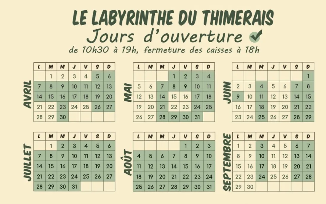 Calendrier Labyrinthe du Thimerais saison 2025