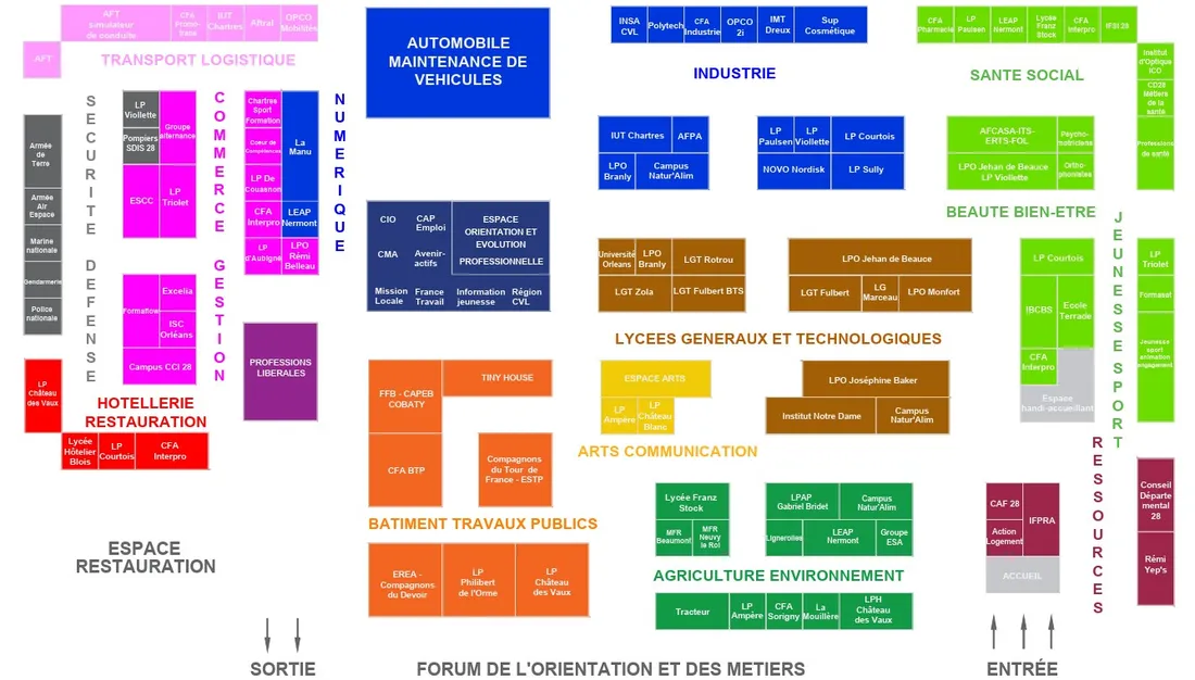 Le plan du forum de l'orientation et des métiers