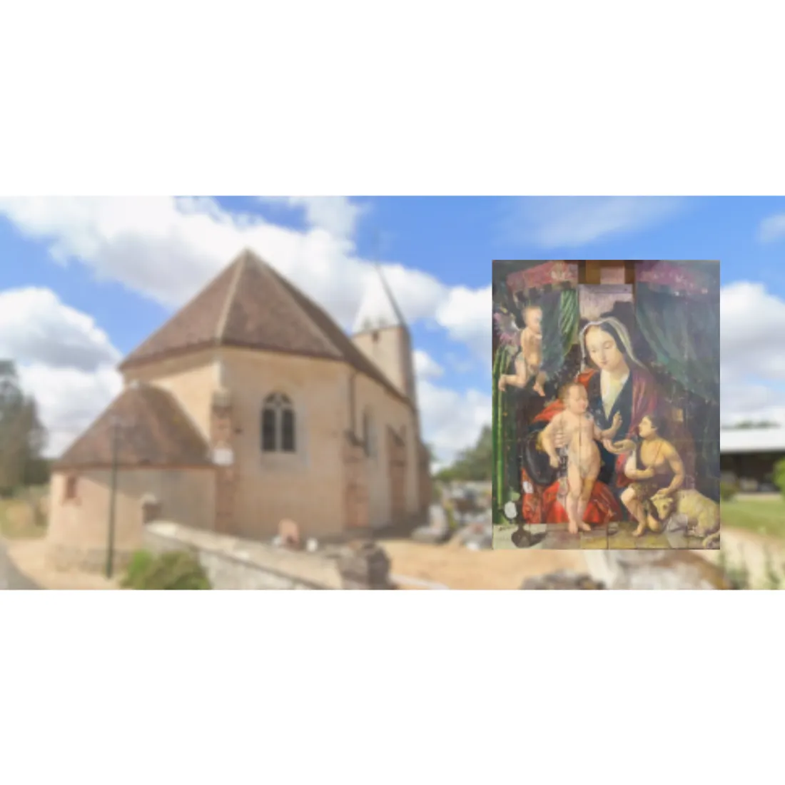La Vierge à l'Enfant, peinture exposée dans l'église de Saint-Jean-de-Rebervilliers