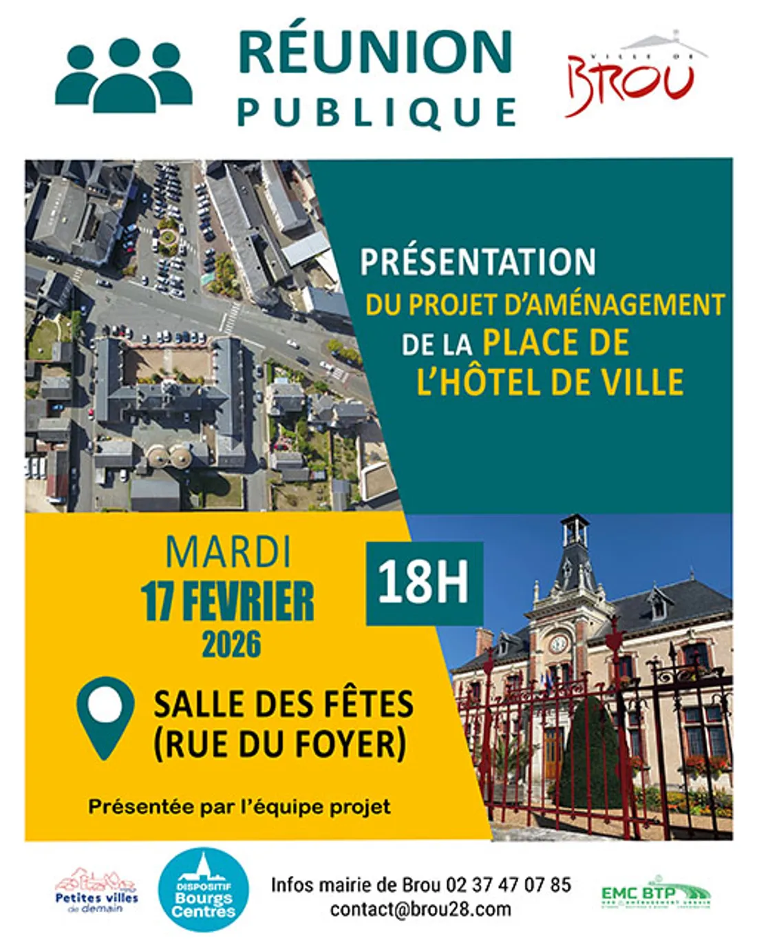BROU - Réunion publique : présentation d'aménagement de la place de l'Hôtel de ville