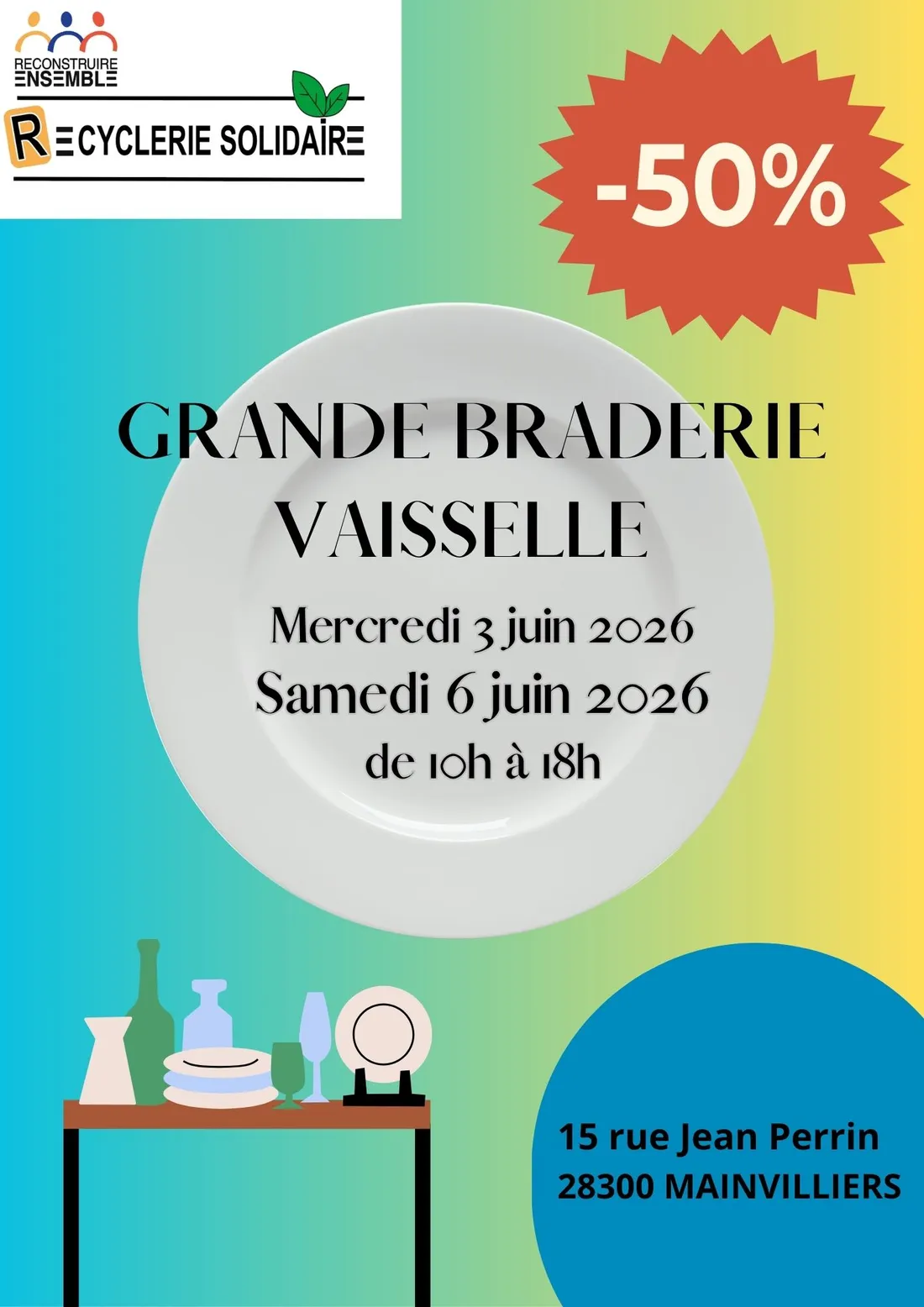 MAINVILLIERS - Grande Braderie Vaisselle à la Recyclerie Solidaire