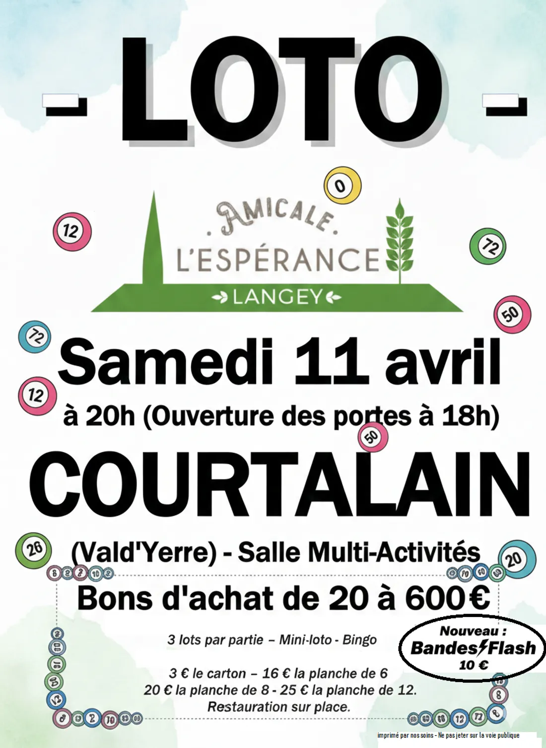 COURTALAIN - Loto de l'Amicale l'Espérance de Langey