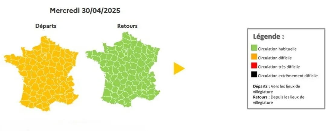 Prévisions Bison Futé, mercredi 30 avril 2025
