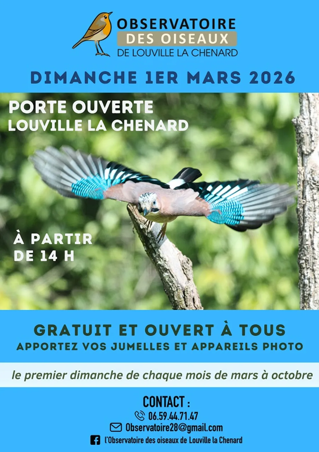 LOUVILLE-LA-CHENARD - Portes ouvertes de l'observatoire des oiseaux