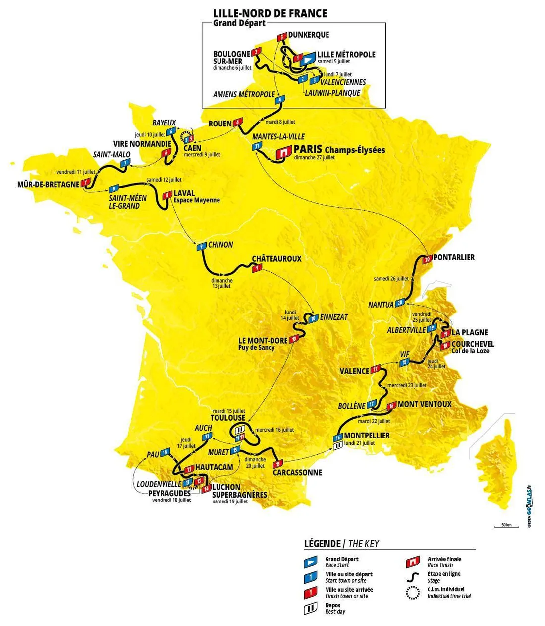 Parcours 2025 du Tour de France © ASO