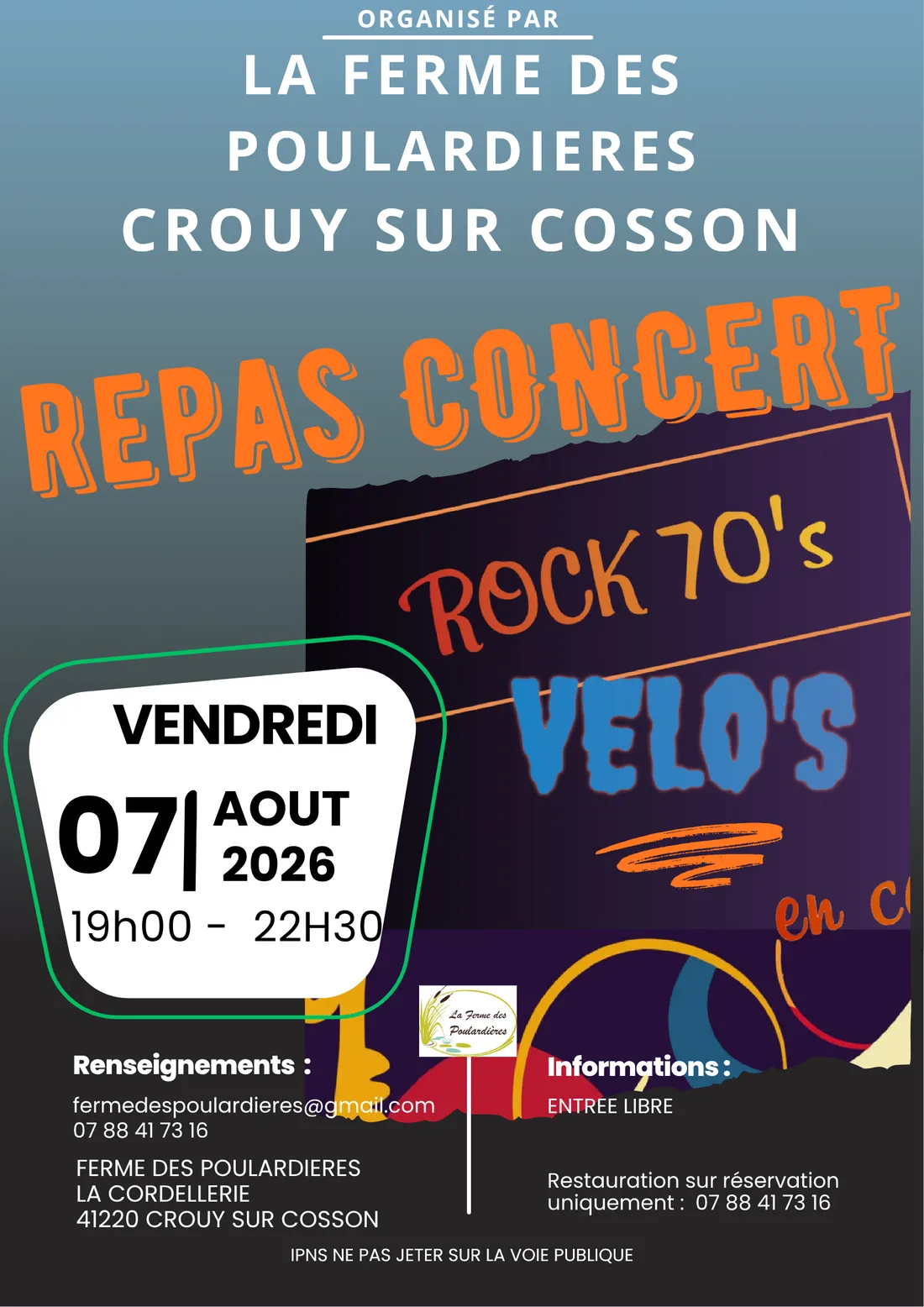 CROUY-SUR-COSSON (41) - Repas concert : Velo's