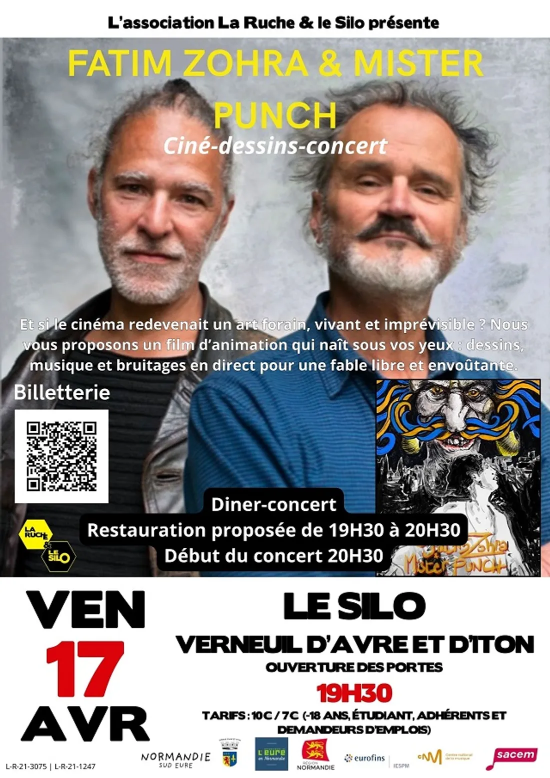 VERNEUIL-SUR-AVRE (27) - Dîner concert : Fatim-Zohra & Mister Punch de David et Jean-Baptiste Ferré