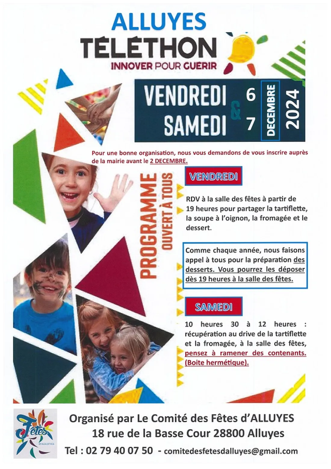 ALLUYES - Téléthon : soupe à l'oignon et tartiflette